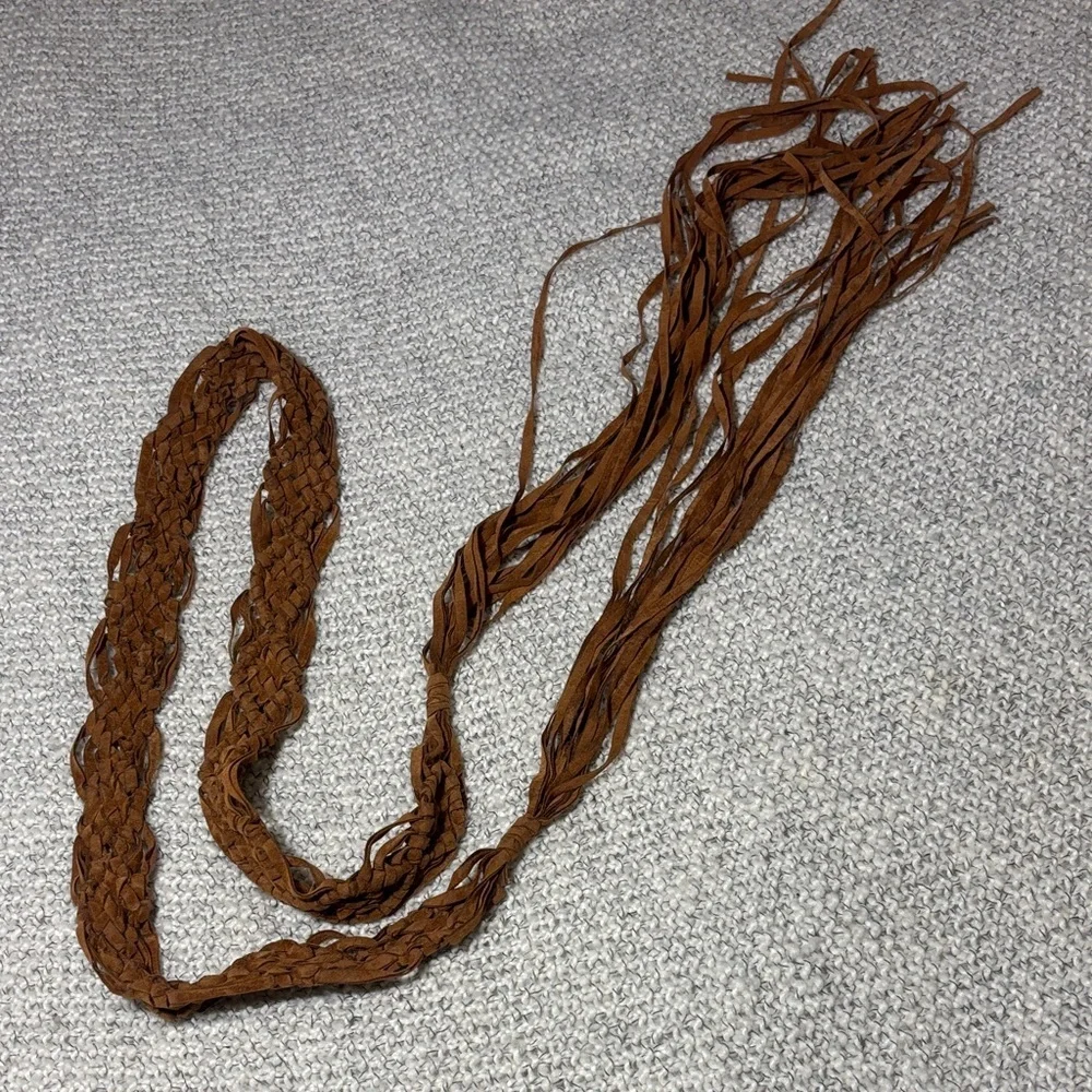 Boho Braided Fringe Belt in Brown